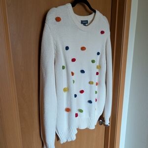 Modcloth Cream Sweater with Colorful Dots